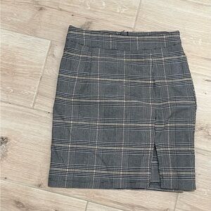 Garage Black and Cream Plaid Pencil Skirt